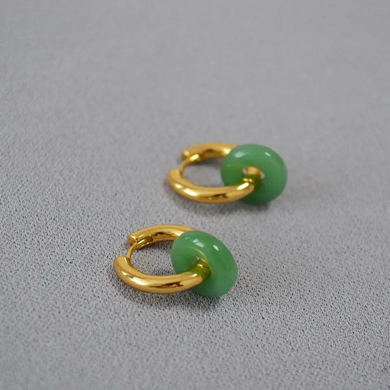 Retro Stone Ring Earrings - Stylish & Natural