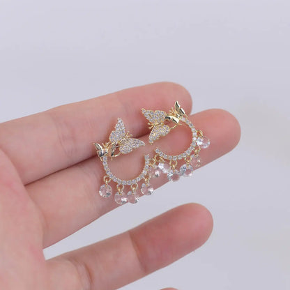 Luxury Butterfly Tassel Zircon Women Earrings