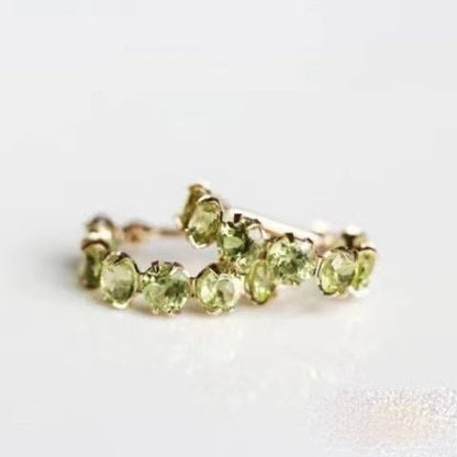 Women Olive Crystal Seven Small Diamond Earrings