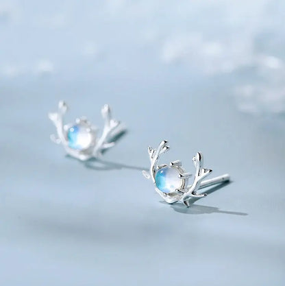 Graceful 925 Sterling Elk Stud Earrings