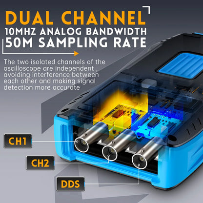 Multimètre oscilloscope double canal et générateur de signaux - FNIRSI 2C23T