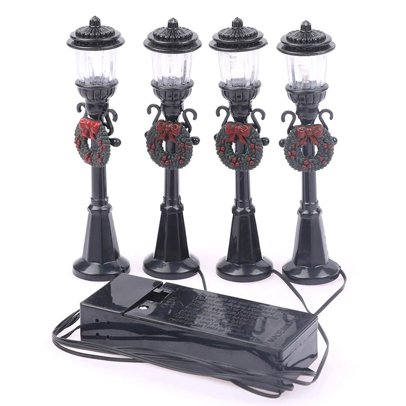 4PCS Mini Christmas Street Light Models - Fairy Garden Décor