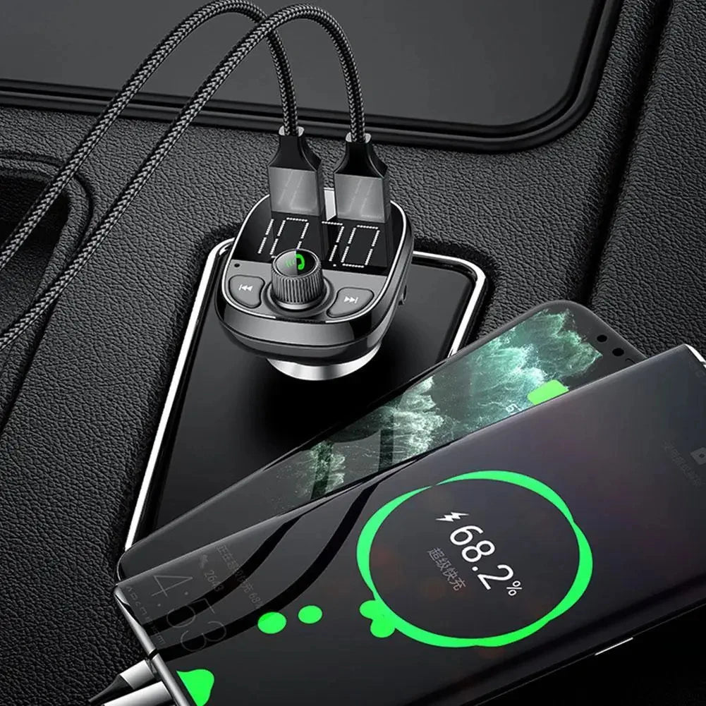 Bluetooth 5.0 FM Transmitter Car Kit with 5A Quick Charger and MP3 Player