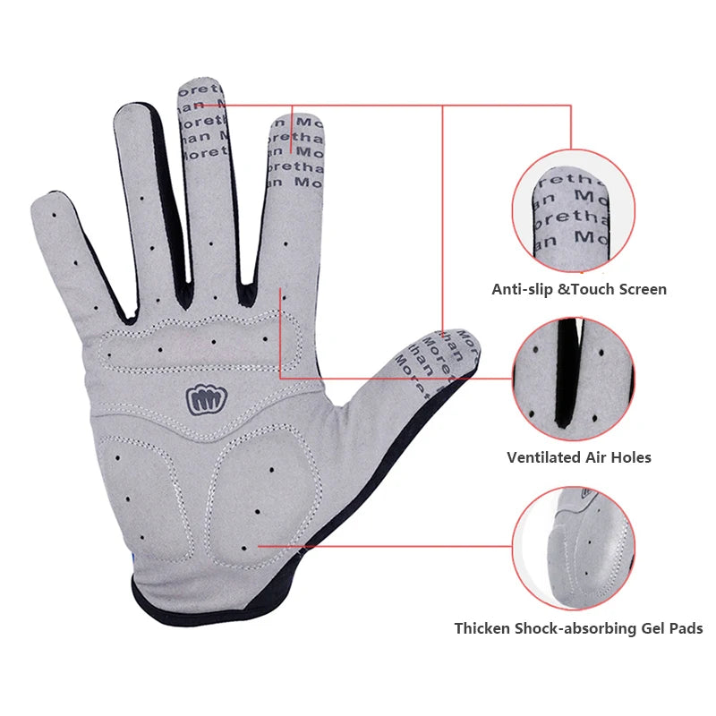 Anti-Slip Full Finger Cycling Gloves – 5mm SBR Padded