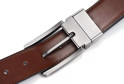 Ceinture double face en cuir véritable pour hommes