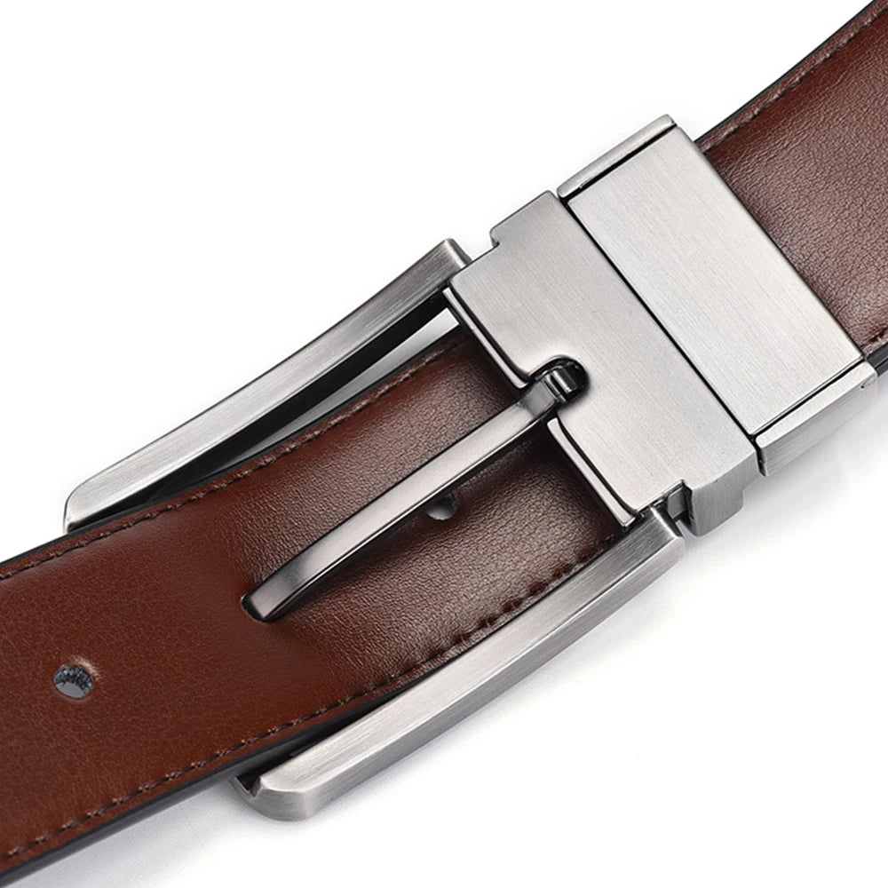 Ceinture double face en cuir véritable pour hommes