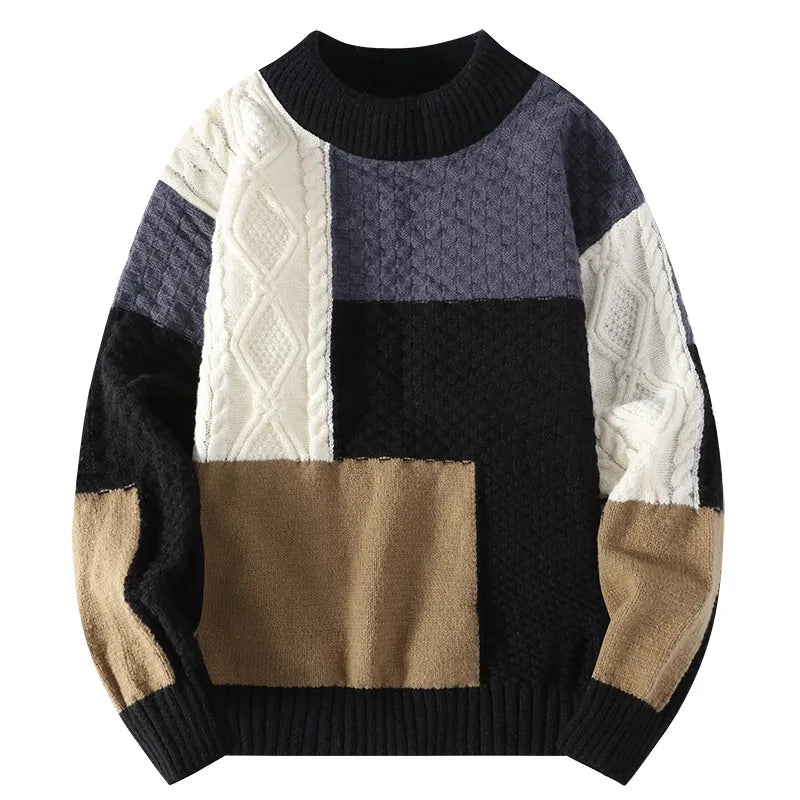 Winter Men's Patchwork Knit Sweater