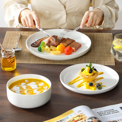 Ensembles d'assiettes et de bols, 12 pièces, vaisselle en porcelaine