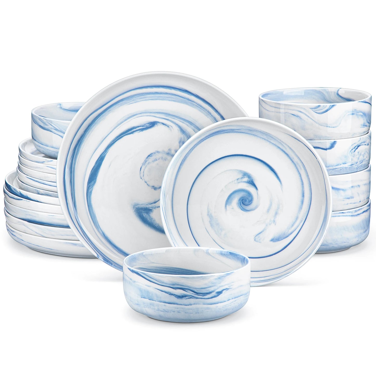 Ensembles d'assiettes et de bols, 12 pièces, vaisselle en porcelaine