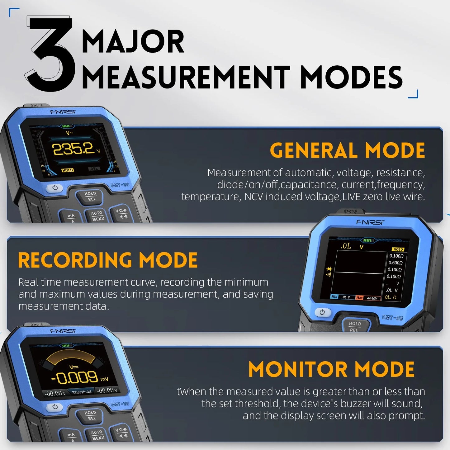 FNIRSI DMT-99 - Digital Multimeter 9999 Counts True RMS