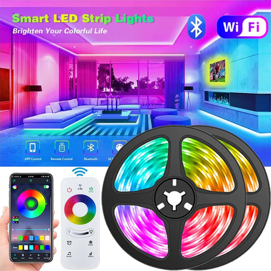 Bande lumineuse LED RGB 5050 avec commande tactile 2,4 G pour la décoration de la pièce et du rétroéclairage du téléviseur