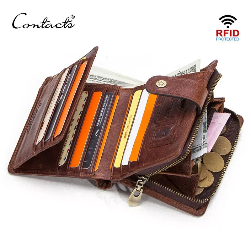 RFID Vintage Leather Wallet with Coin Pocket