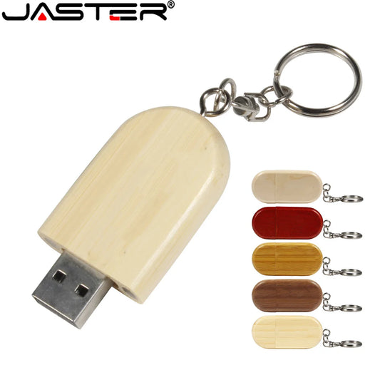 Wooden/Bamboo USB 2.0 Flash Drive with Keychain - 4GB to 128GB
