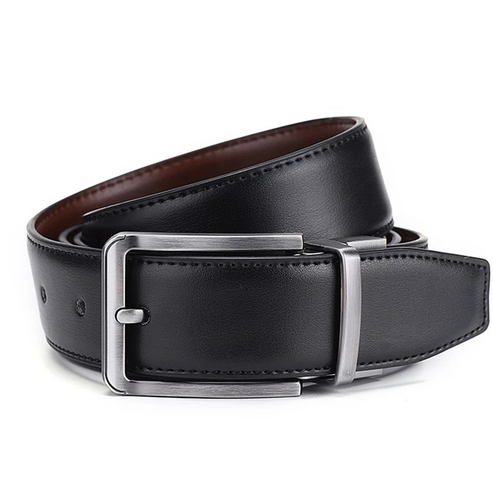 Ceinture double face en cuir véritable pour hommes