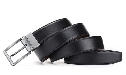 Ceinture double face en cuir véritable pour hommes