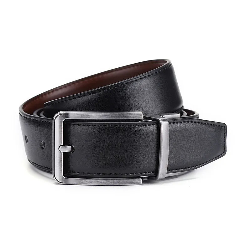 Ceinture double face en cuir véritable pour hommes