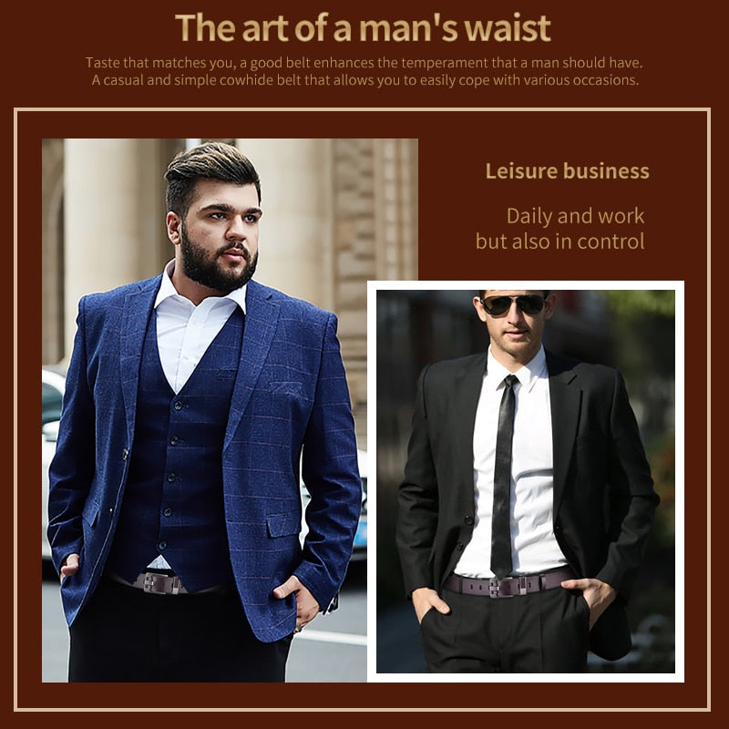 Genuine Leather Luxury Men's Belt - 100-130cm