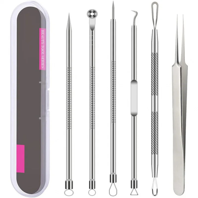 blackhead remover tools, stainless steel blackhead remover, 6pcs blackhead remover kit, blackhead extractor set, stainless steel pimple remover, acne removal tools, facial care tools, blackhead removal kit, stainless steel blemish extractor, comedone extractor set, skincare tools, face cleaning kit, stainless steel facial tools, acne treatment tools, blackhead remover set