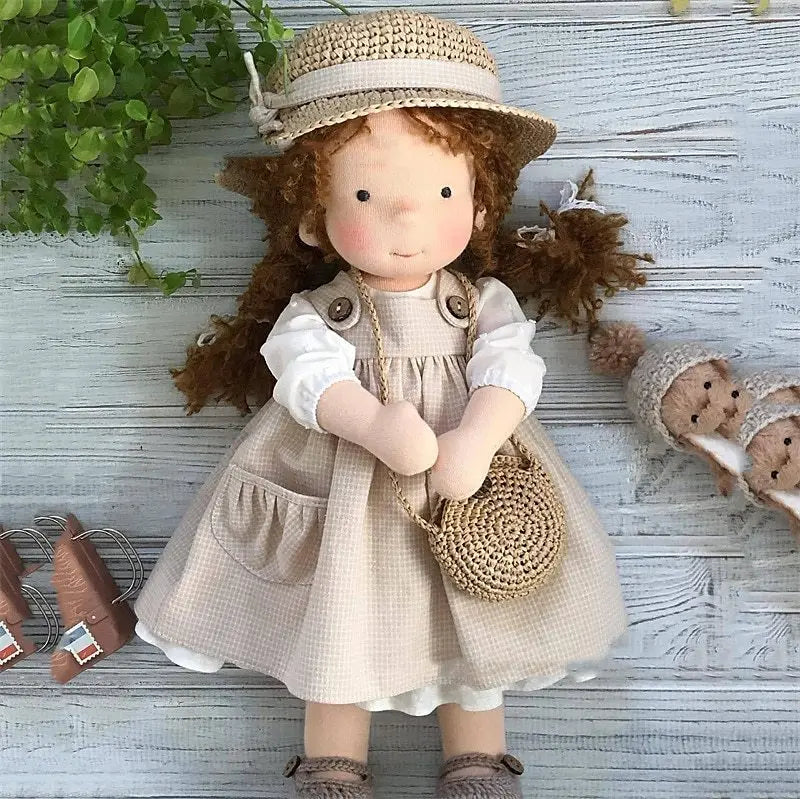 handmade waldorf cotton doll, diy waldorf doll, mini artist makeup doll, children's toy waldorf doll, handmade cotton toy doll, waldorf style mini doll, diy cotton doll for kids, artist handmade waldorf toy, small waldorf makeup doll, cotton waldorf children's toy