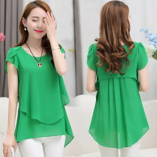 Chiffon Short Sleeve Blouse