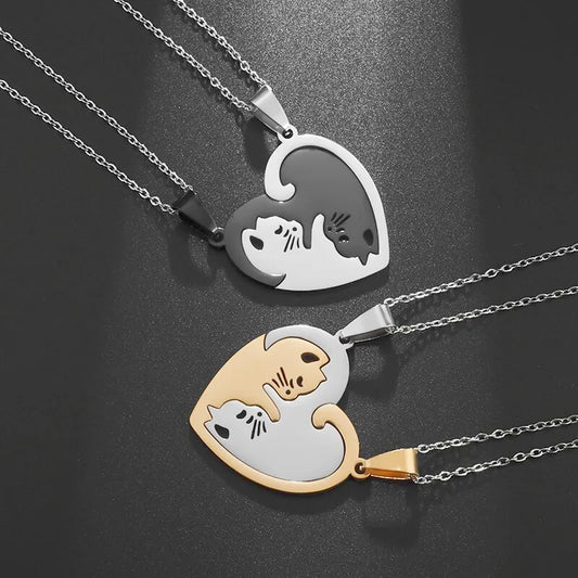 couple necklace, love necklace, cat necklace, cat pendant, hugging couple necklace, couple pendant, couple jewelry, love pendant, pendant necklaces, love pendant necklace, chain necklaces, couple hugging necklace