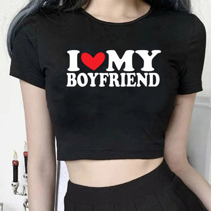 Fashion Letter Heart Print Harajuku T-shirt