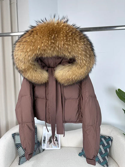 Women's Duck Down Real Fox Fur Hooded Jacket.