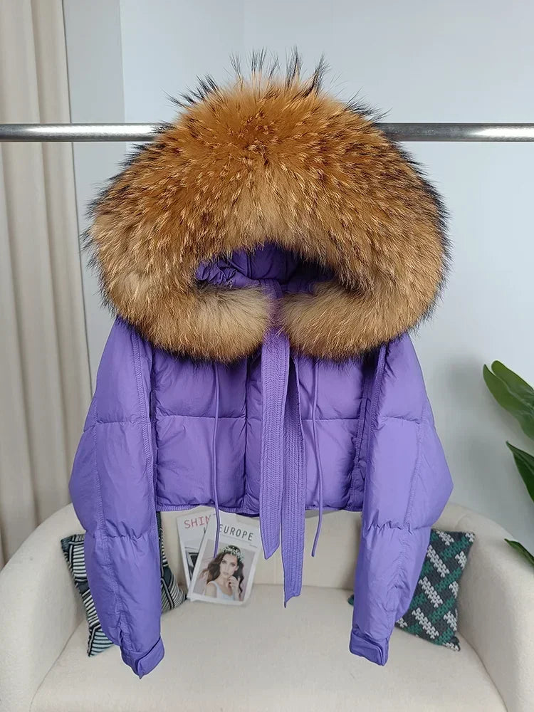 Women's Duck Down Real Fox Fur Hooded Jacket.