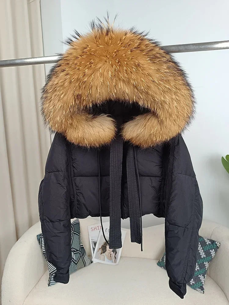 Women's Duck Down Real Fox Fur Hooded Jacket.