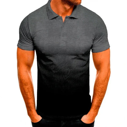 men's short-sleeve 3d gradient lapel sports polo shirt, men's gradient polo shirt, short-sleeve sports polo for men, men's 3d design polo shirt, casual lapel polo t-shirt men, men's athletic short-sleeve polo, stylish gradient polo for men, breathable sports polo shirt, trendy men's short-sleeve polo, men's summer polo t-shirt