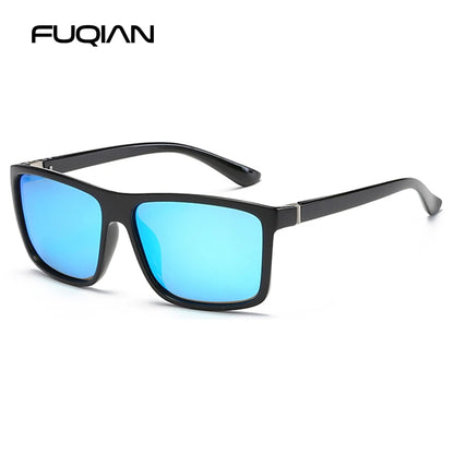 Schwarze quadratische polarisierte Sonnenbrille UV400 verspiegelt blau blendfrei Autofahrer-Sonnenbrille Unisex