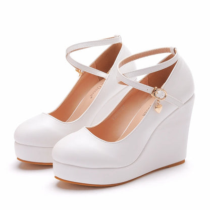 Women's Flock Buckle Ankle Strap Shoes