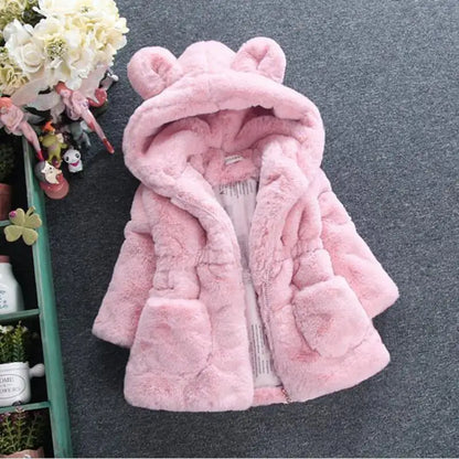 Faux Fur Baby Girl's Coat 1-7Y