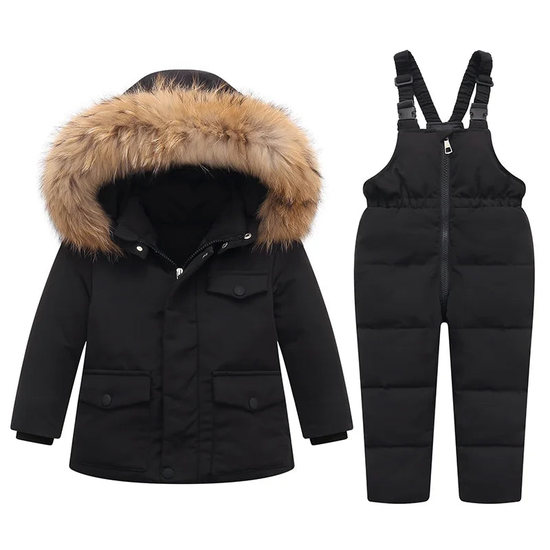 Real Fur Hooded Baby Winter Set