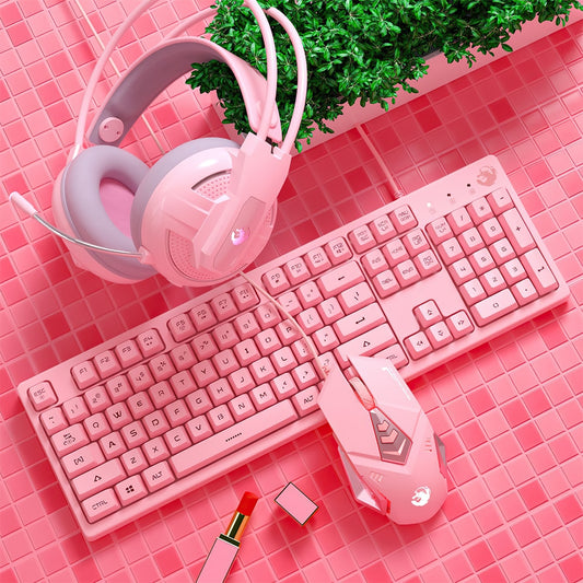 Ensemble clavier et souris de jeu rose mignon