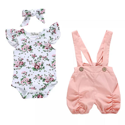 Adorable Baby Girl's Floral Sleeve Outfit Set