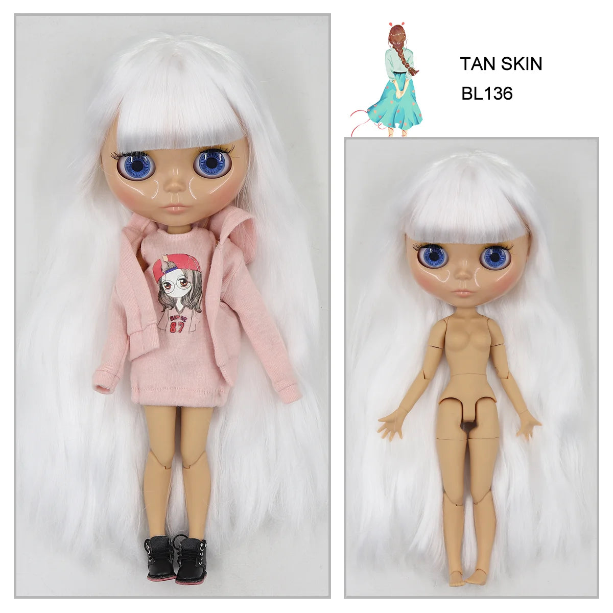 1/6 BJD Tan Skin Jointed Doll 30cm