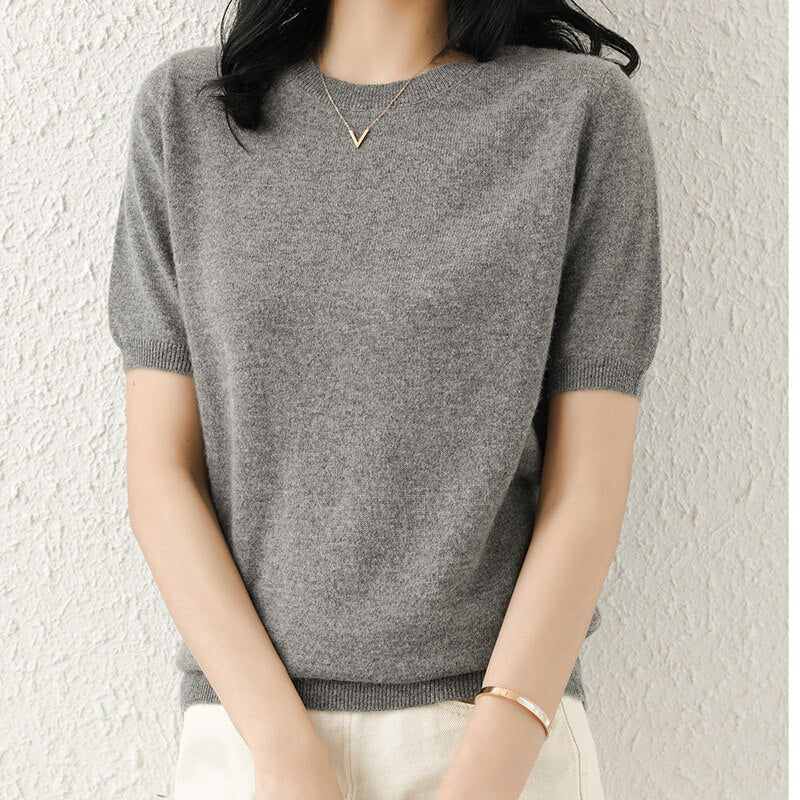 Pure Wool Short-Sleeve Pullover Vest