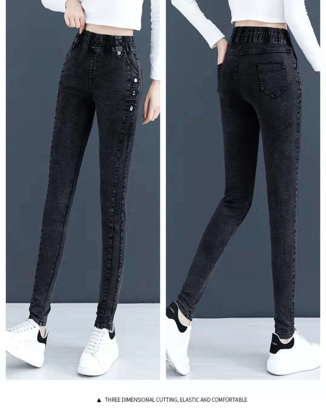 High-Waist Vintage Skinny Jeans Set