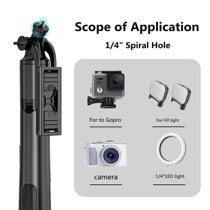 Foldable Wireless Selfie Stick Tripod Monopod with Fill Light