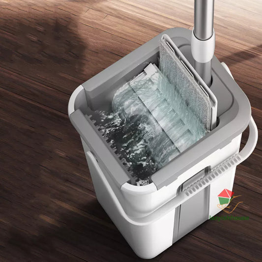 Rotating Flat Mop with Bucket for Easy Floor Cleaning