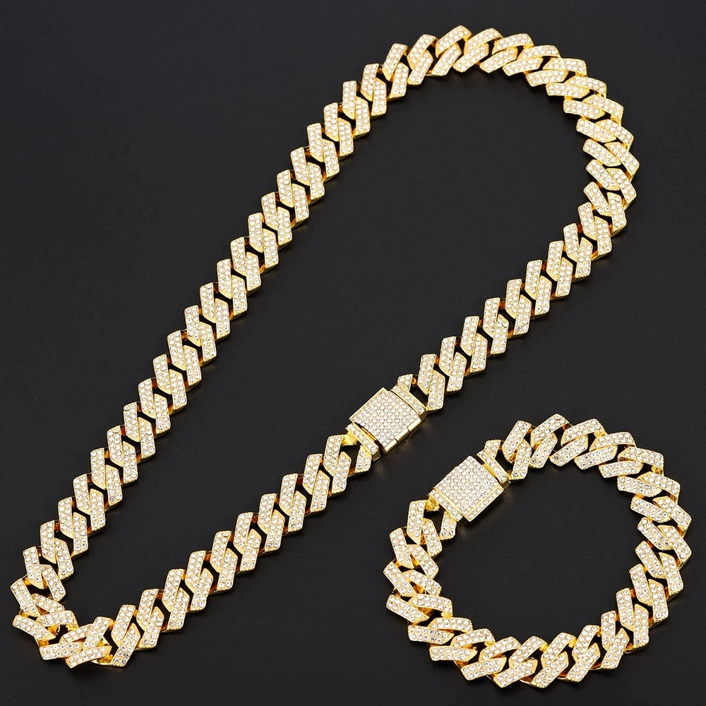 Hip Hop Bling Set Miami Cuban Link Chain