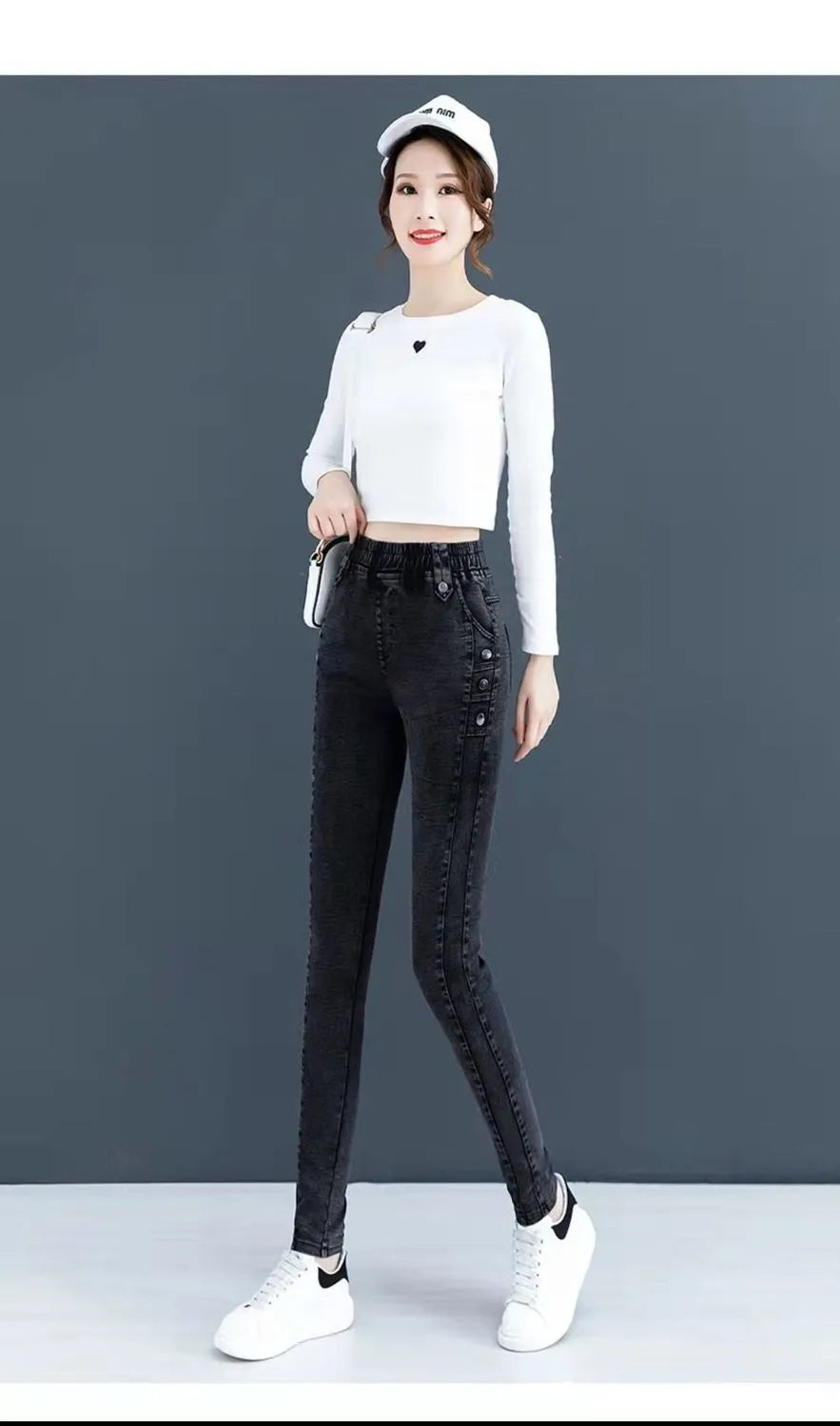 High-Waist Vintage Skinny Jeans Set