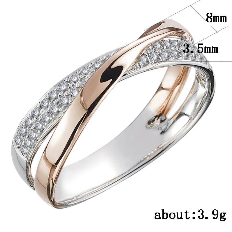 Two-Tone X-Shaped Women's Wedding Ring