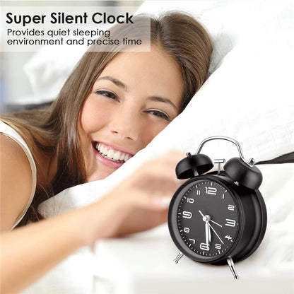 4-Inch Twin Bell Alarm Clock with Metal Frame & Backlight