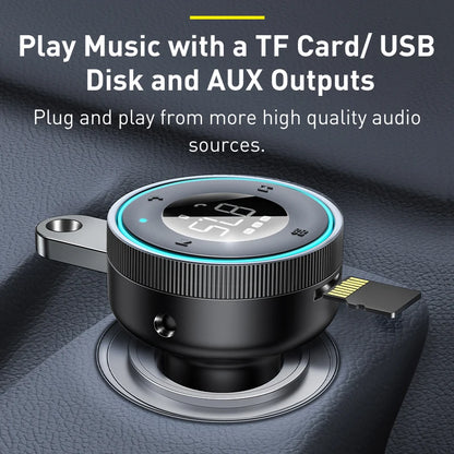 Bluetooth 5.0 FM Transmitter Car Adapter - 3.4A Dual USB Charger
