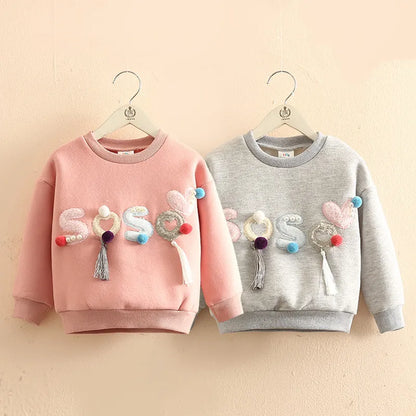 Sweat-shirts d'hiver à manches longues pour bébés filles et Velet