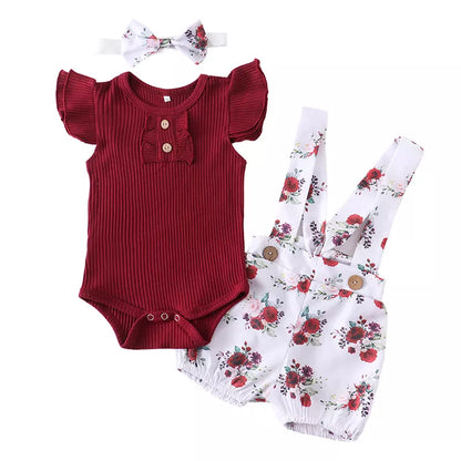 Adorable Baby Girl's Floral Sleeve Outfit Set