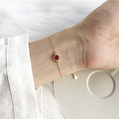 Bracelet chaîne coréen en Zircon rouge CZ