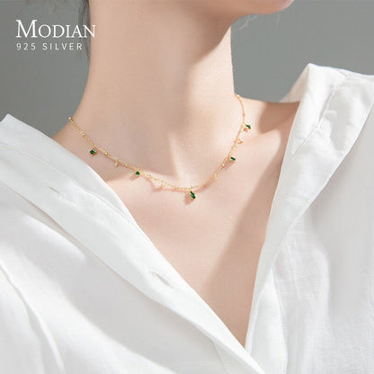 Gold-Plated Sterling Silver Zirconia Necklace